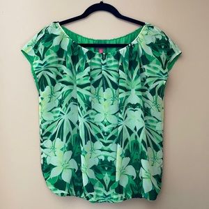 Vince Camuto Tropical Print Cap Sleeve Blouse